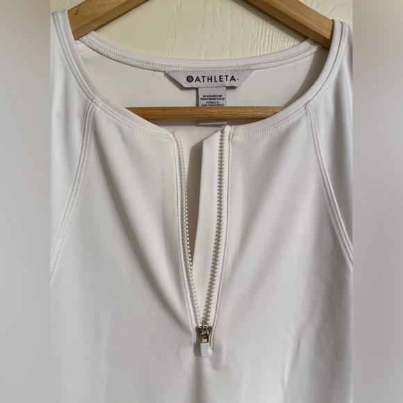 Athleta Ace Tennis Front Zip-Down Dress Spandex White Women Size Medium NWT - Picture 5 of 15
